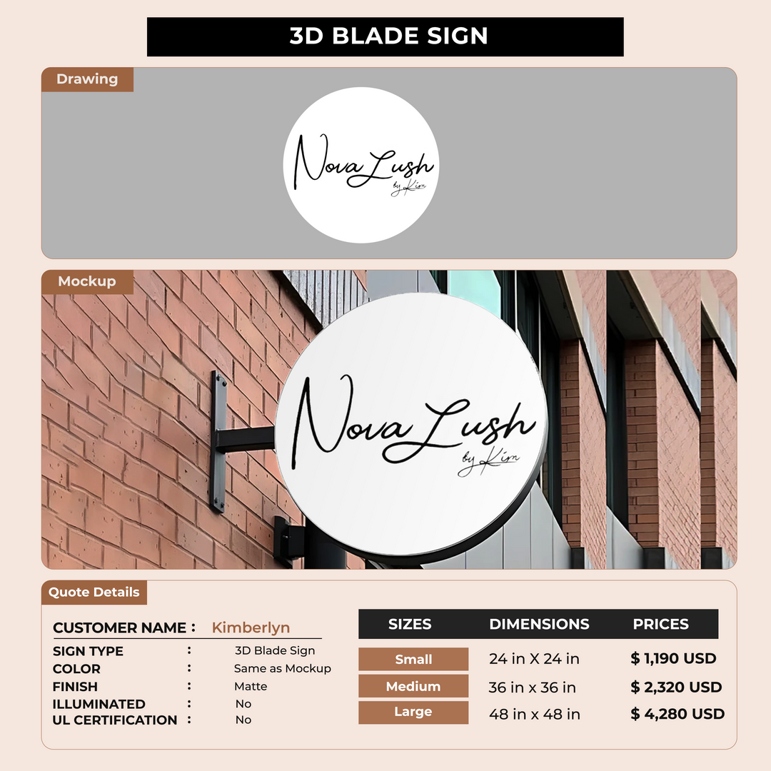 Business signage for Kimberlyn