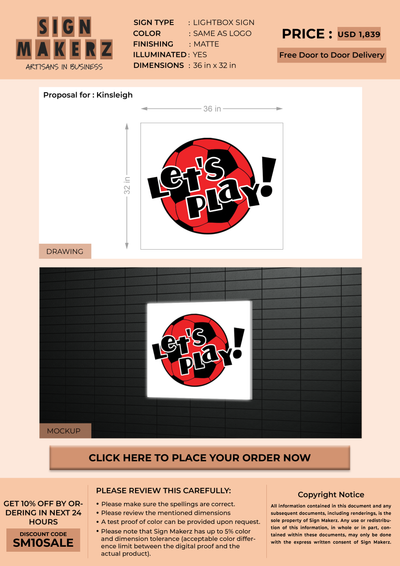 Light Box Sign for Kinsleigh