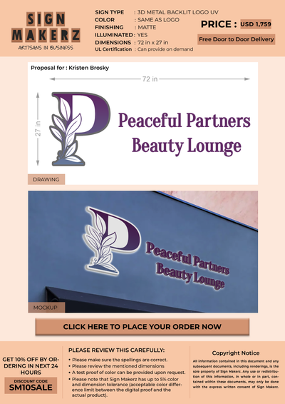 3D UV Metal Backlit Sign for Kristen Brosky