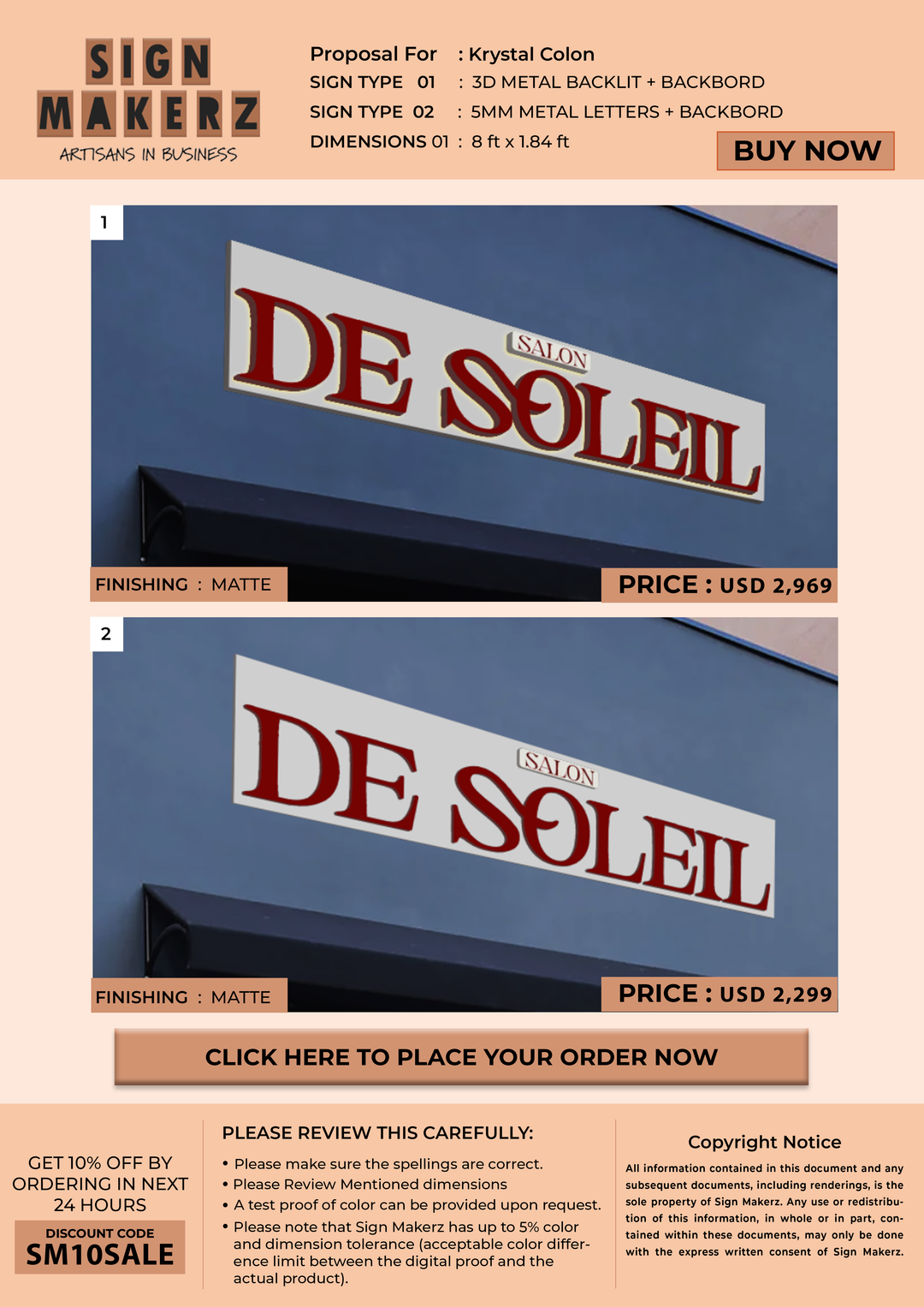 Business signage for Krystal Colon
