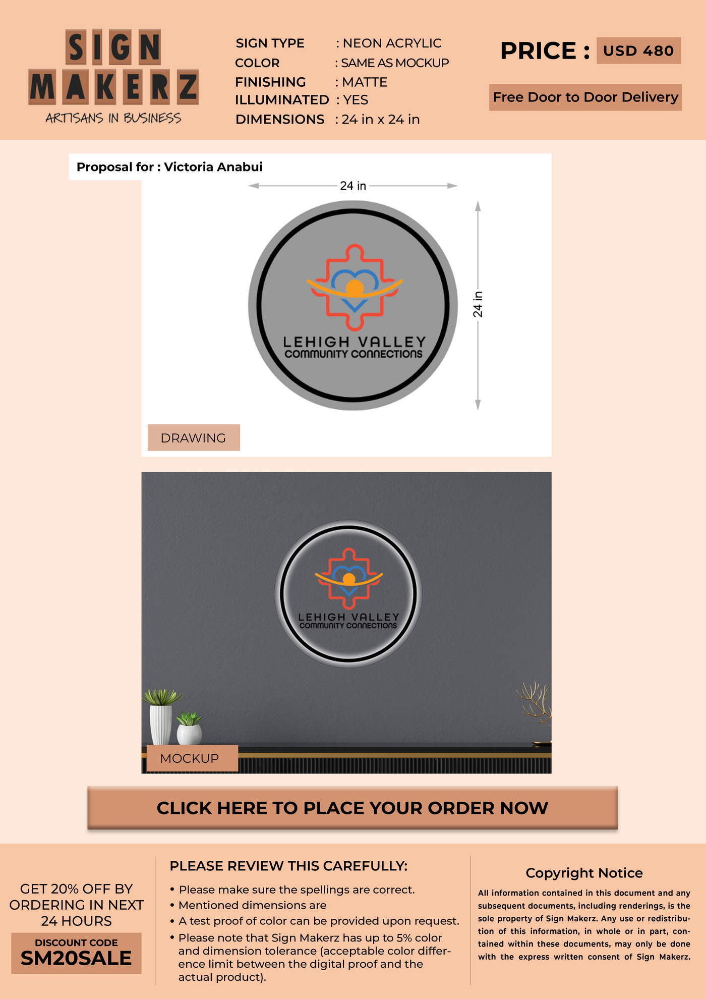 Custom Signs for Victoria Anabui