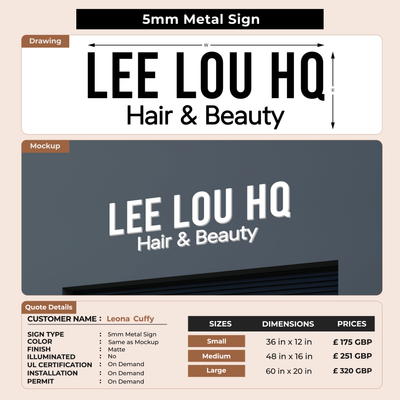 Business signge for Leona  Cuffy