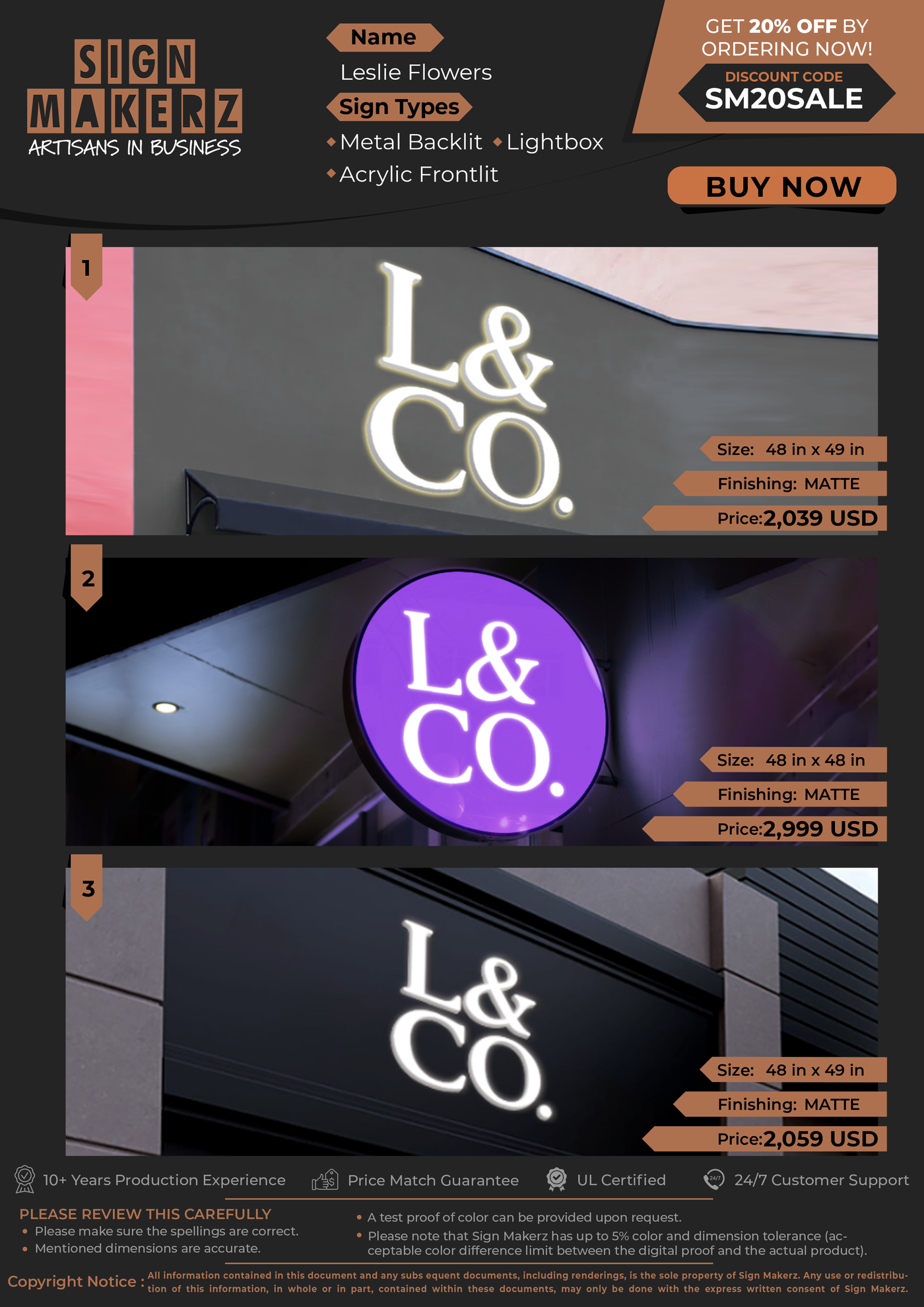 Business Signs for Leslie Flowers
