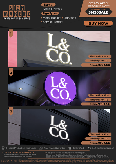 Business Signs for Leslie Flowers