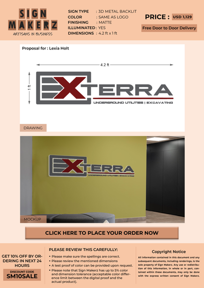 3D Metal backlit signage for Lexia Holt