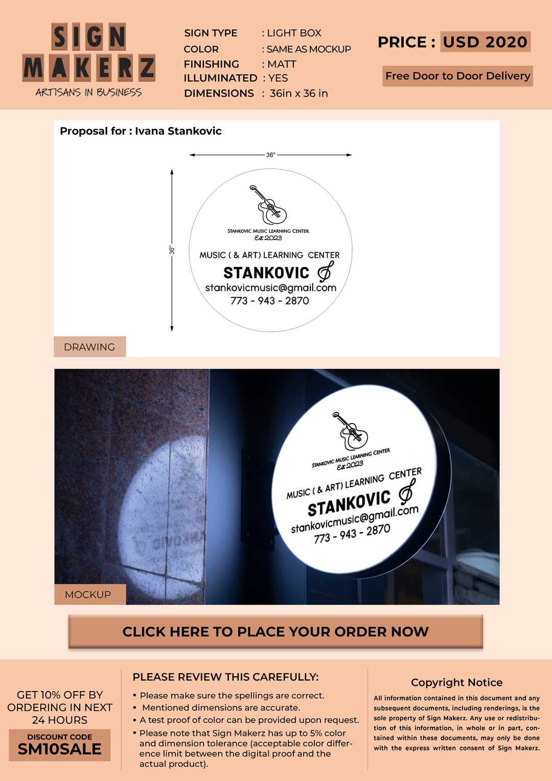 LightBox Sign For Ivana Stankovic