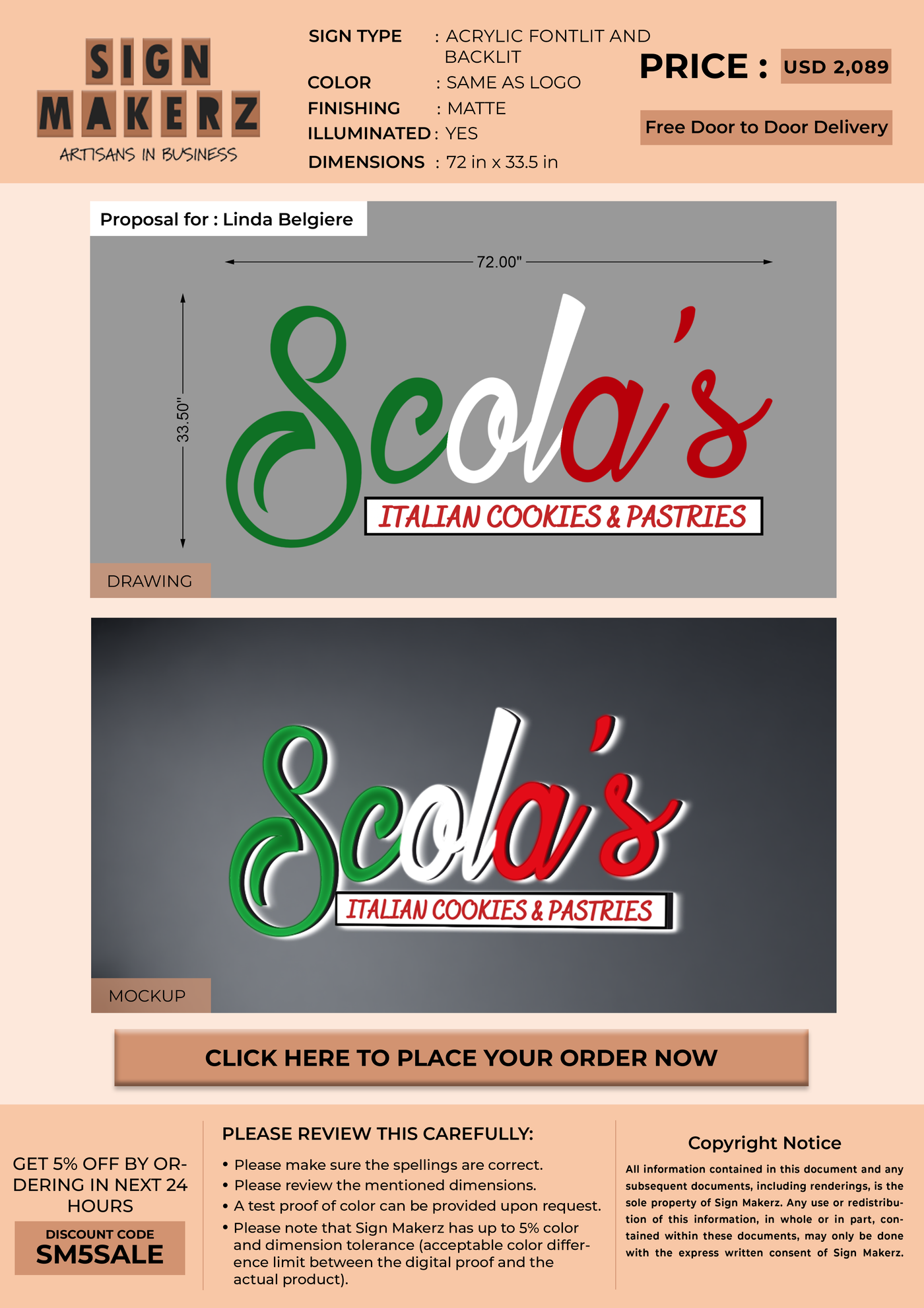 3D Acrylic Frontlit and Backlit for Linda Belgiere