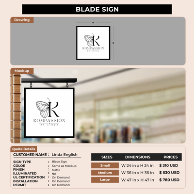 2D Blade Sign for Linda English