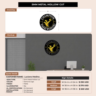 5MM Metal Hollowcut Sign For Luciano Medina