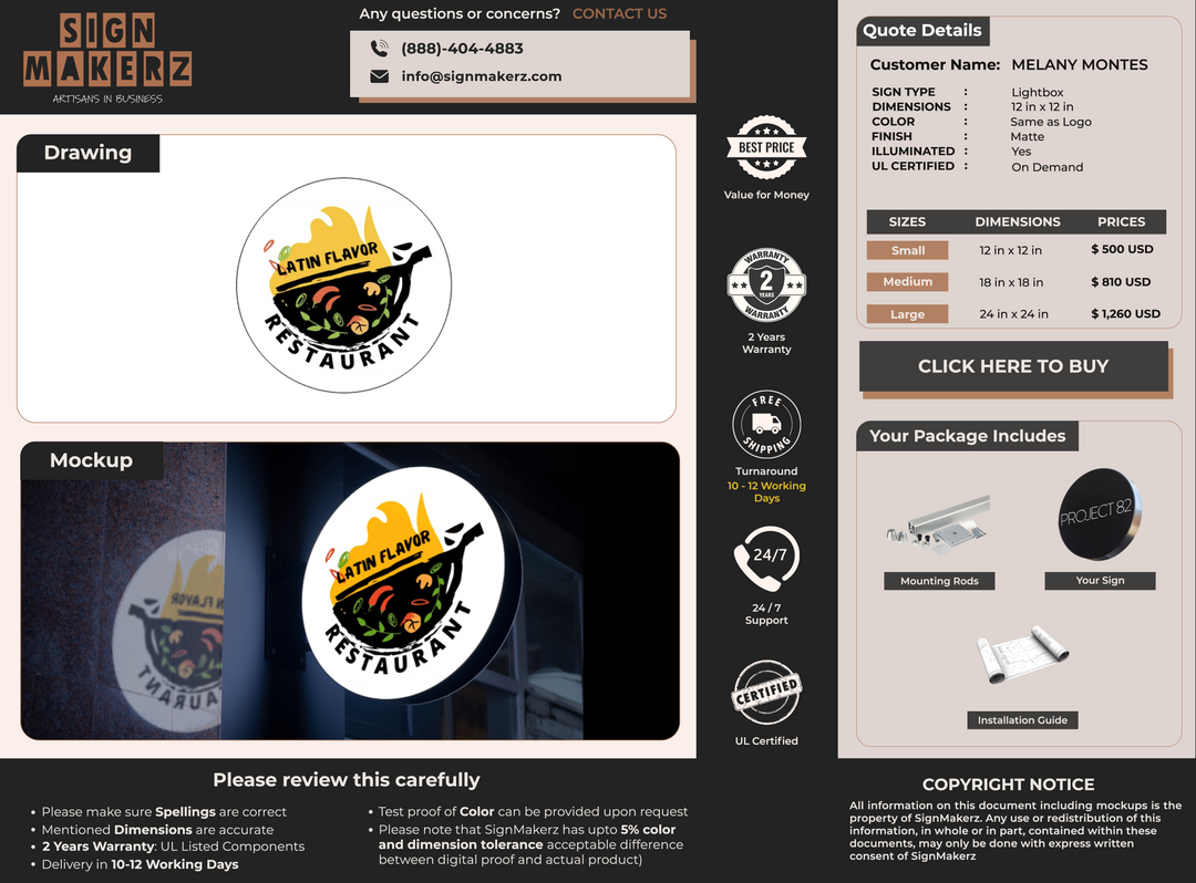 Custom Signs for MELANY MONTES