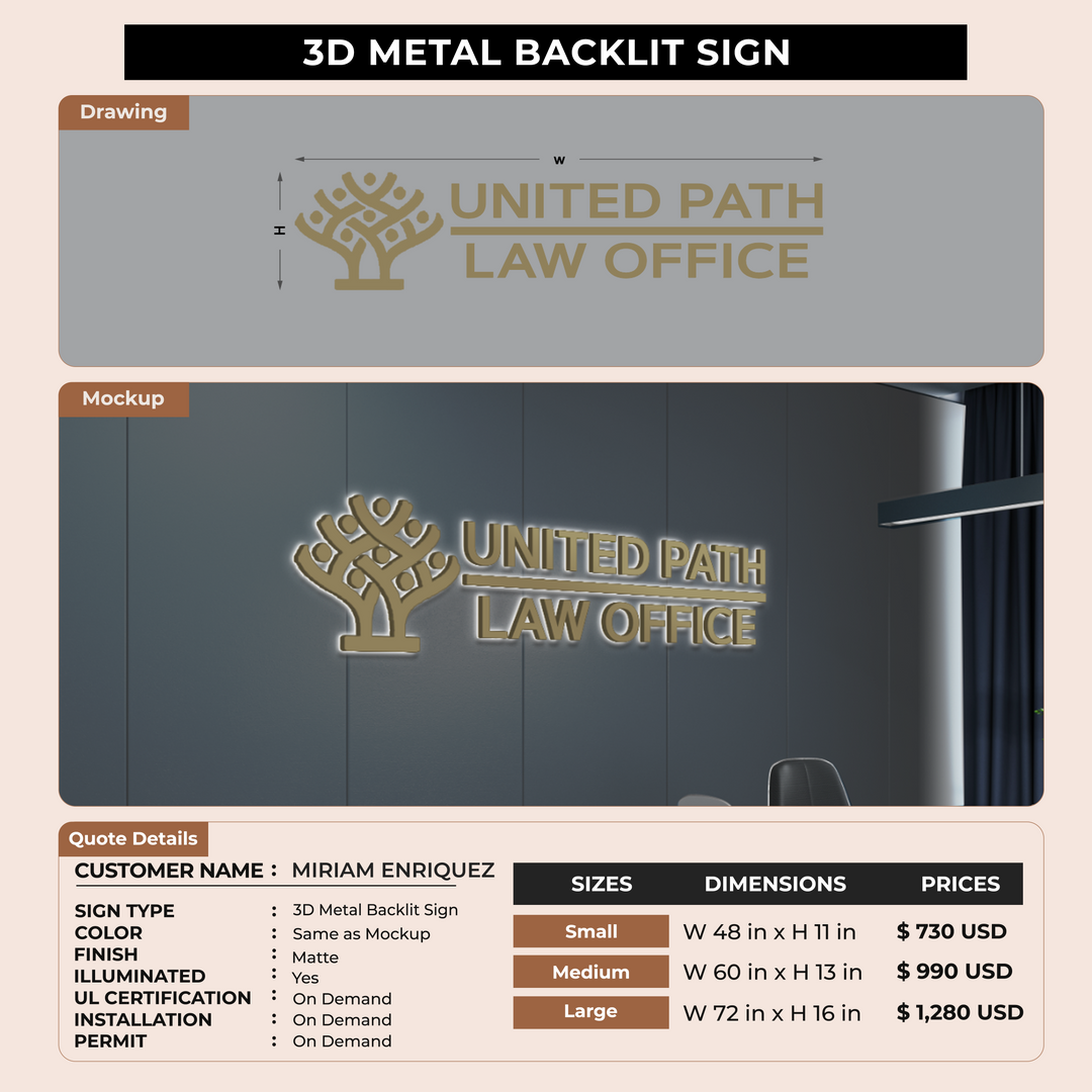 3D Metal Backlit for MIRIAM ENRIQUEZ