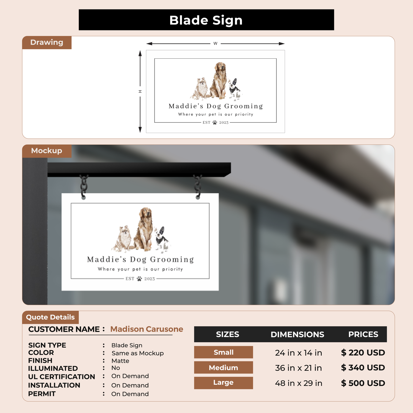 2d blade sign for Madison Carusone