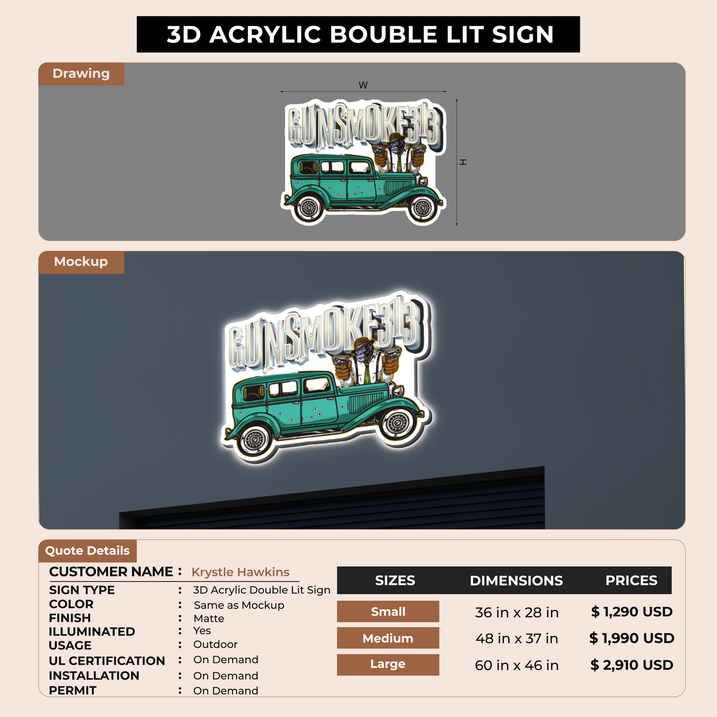 Business signage for Krystle Hawkins