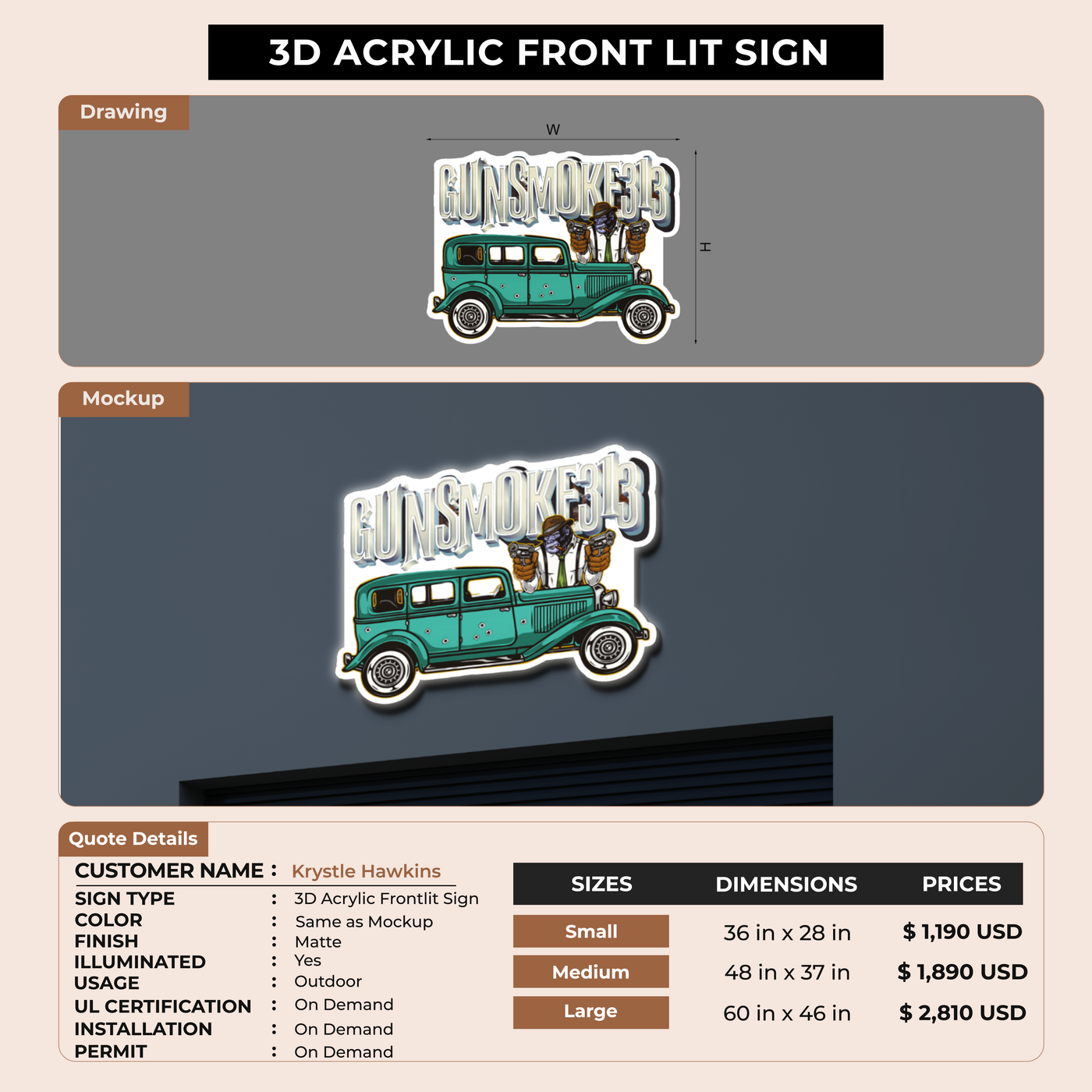 Business signage for Krystle Hawkins