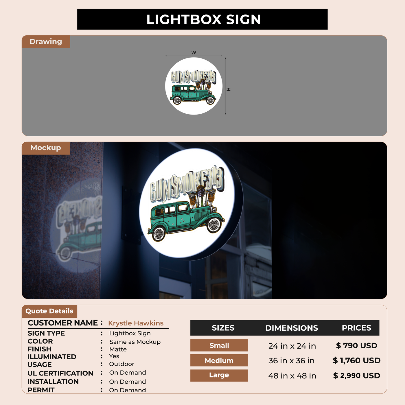 Business signage for Krystle Hawkins