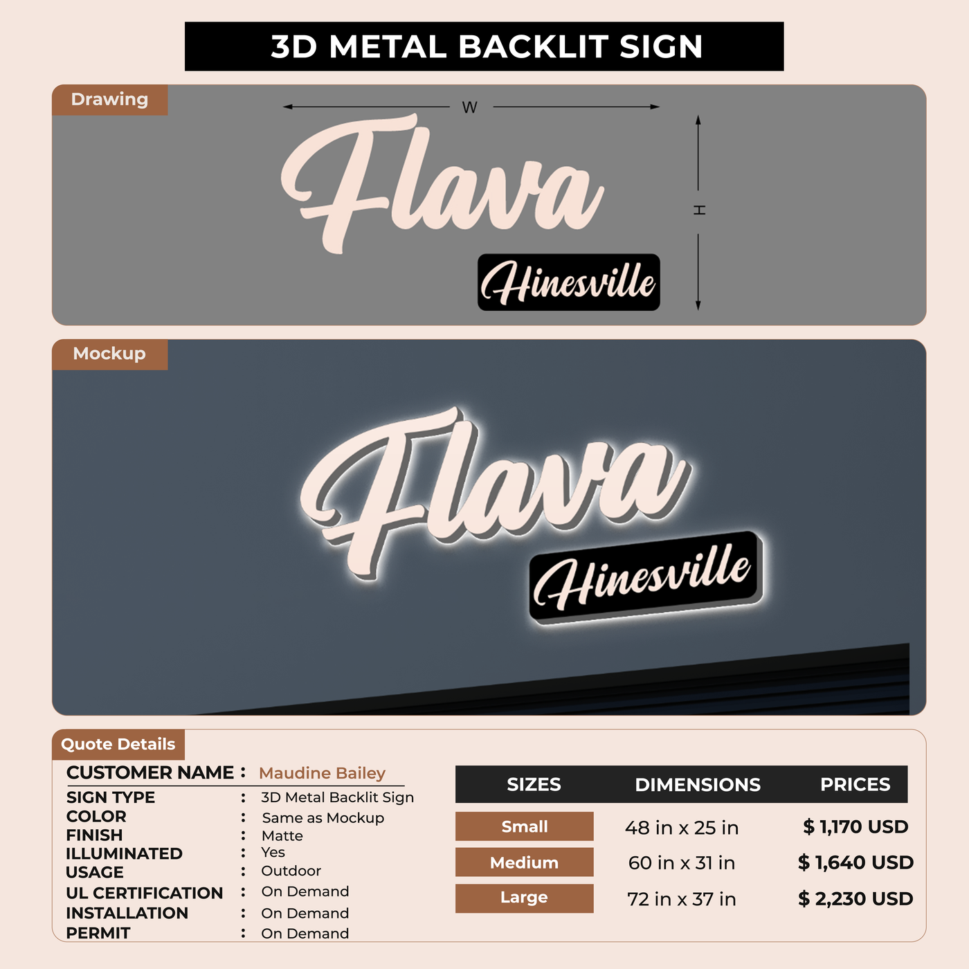 Business signage for Maudine Bailey