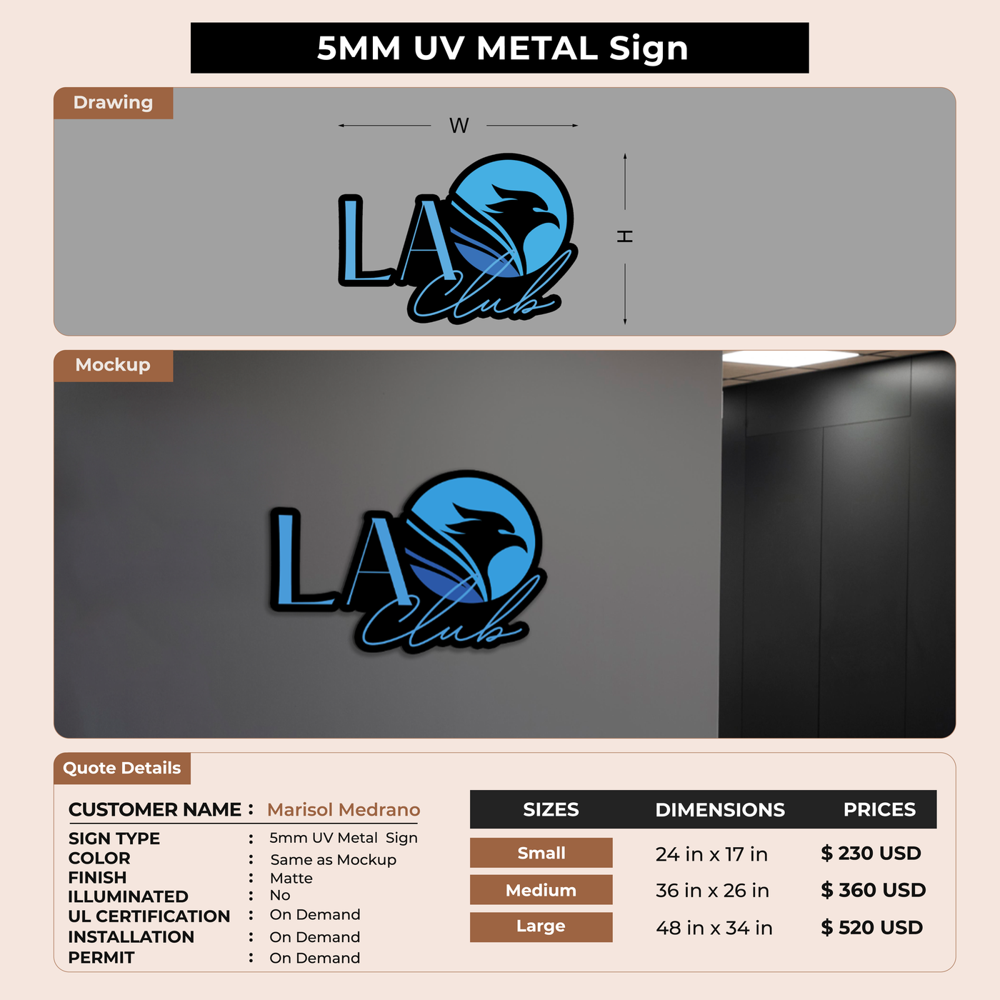 Business signage for Marisol Medrano