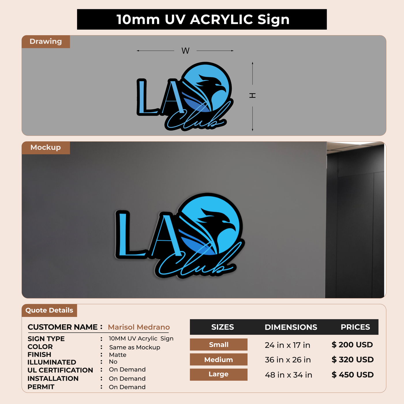Business signage for Marisol Medrano