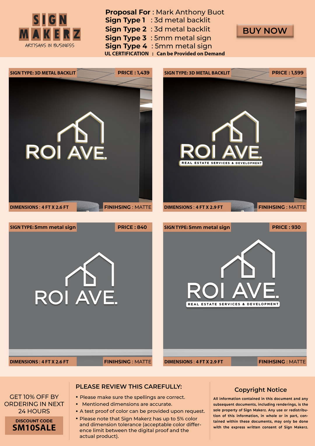 Business sigange for Mark Anthony Buot