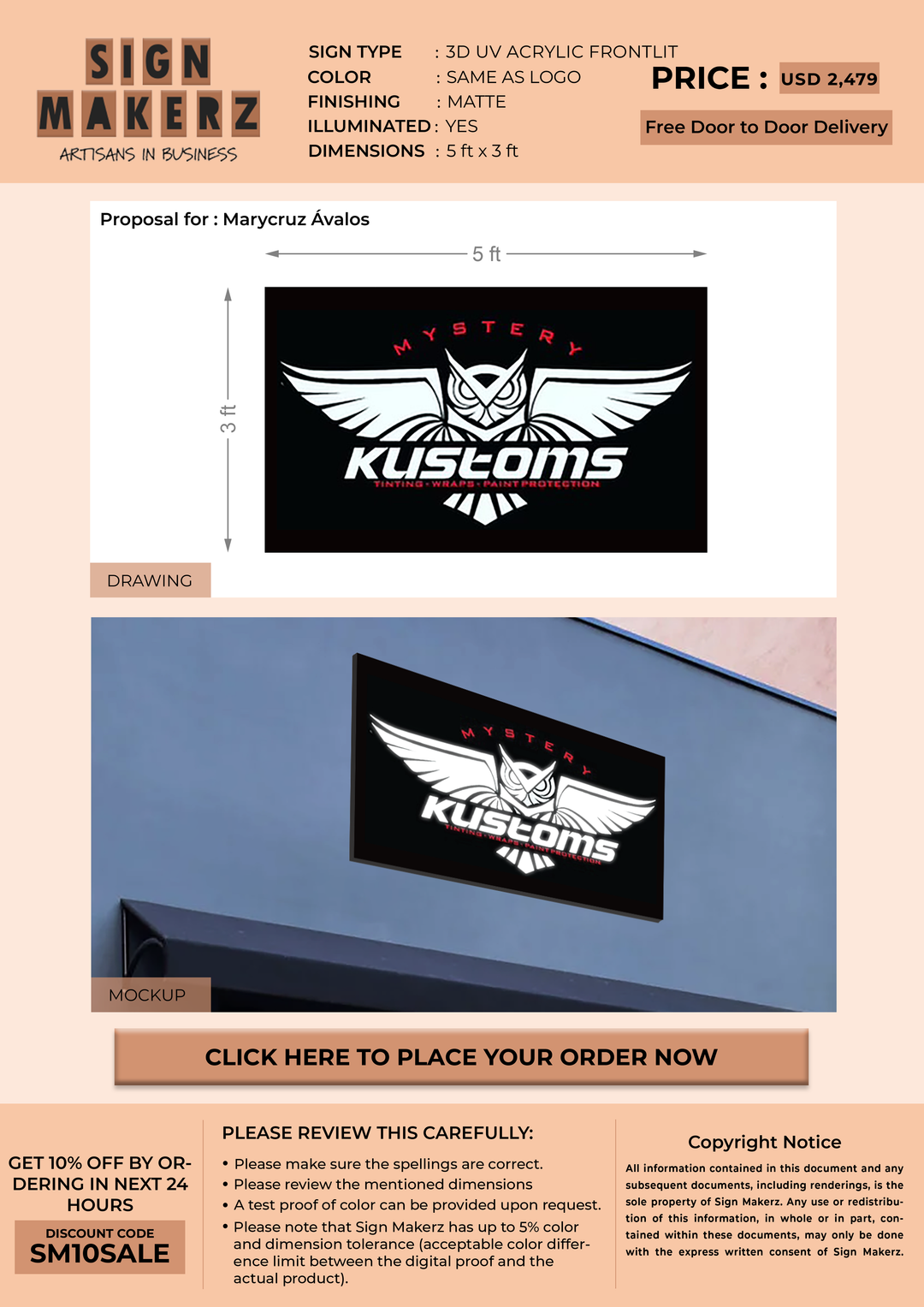 Custom Signs for Marycruz Ávalos