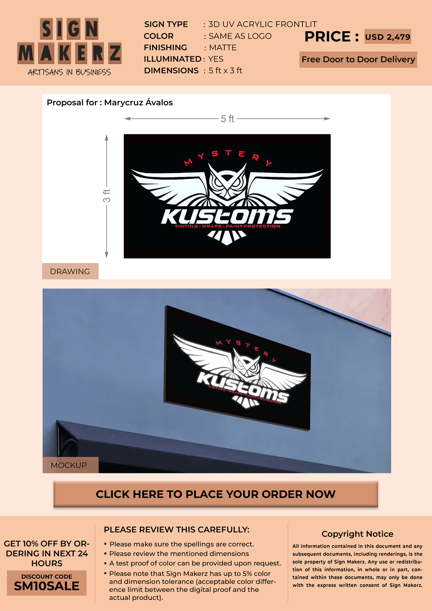 Custom Signs for Marycruz Ávalos