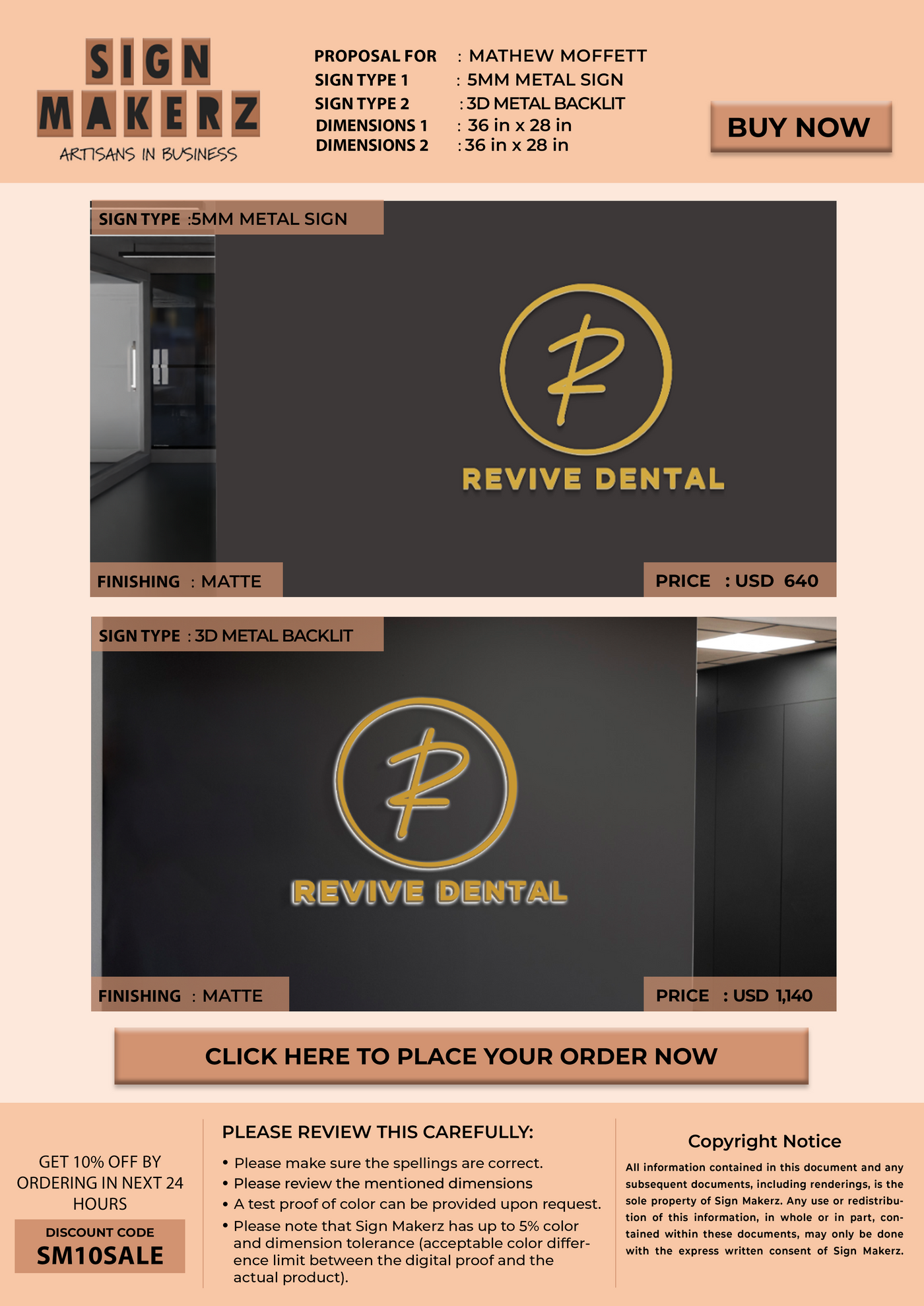 Custom Signs For Mathew Moffett