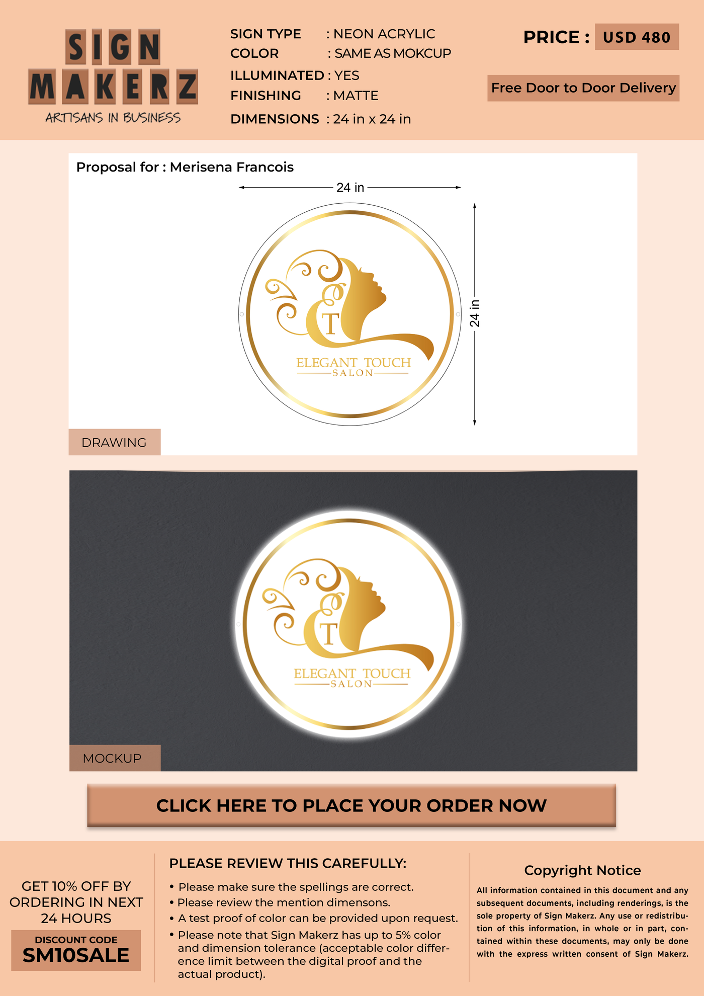 Business signage for Merisena Francois