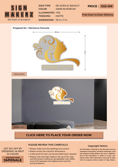 Business signage for Merisena Francois