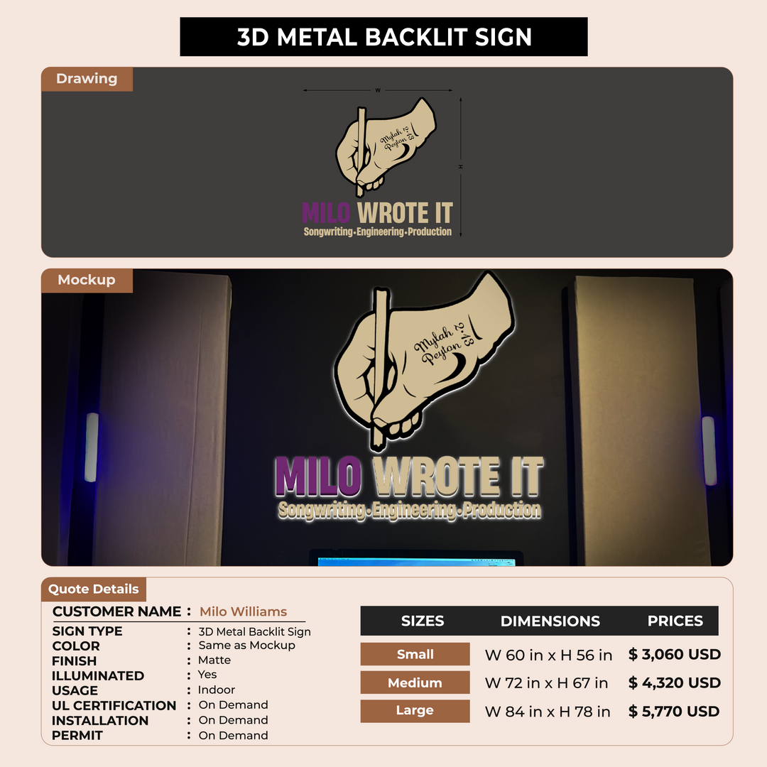 Metal Backlit For Milo Williams