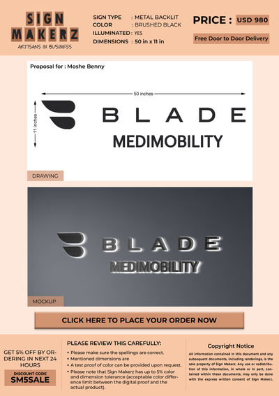 3D Metal backlit signs for Moshe Benny
