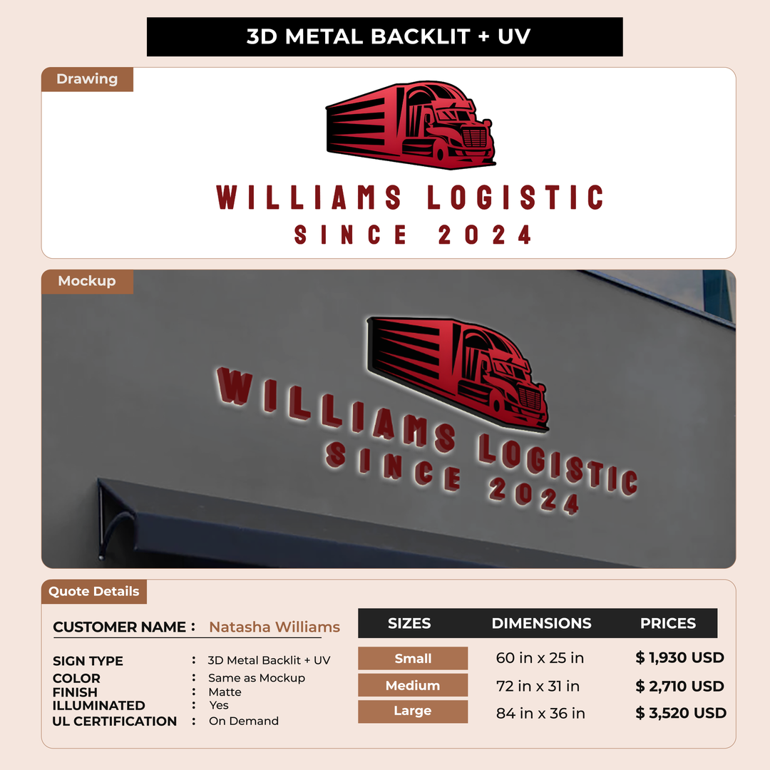 Business signage for Natasha Williams