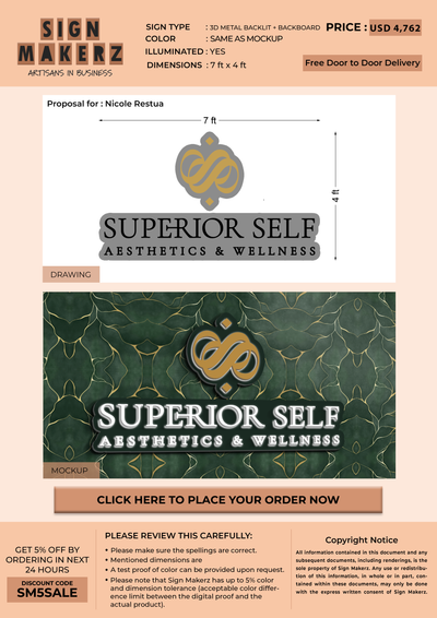 3d Metal Backlit Sign for Nicole Restua