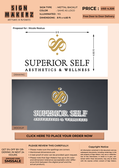 3D Metal Backlit Sign for Nicole Restua