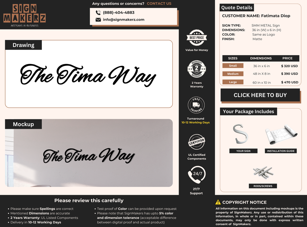 5mm Metal Sign for Fatimata Diop