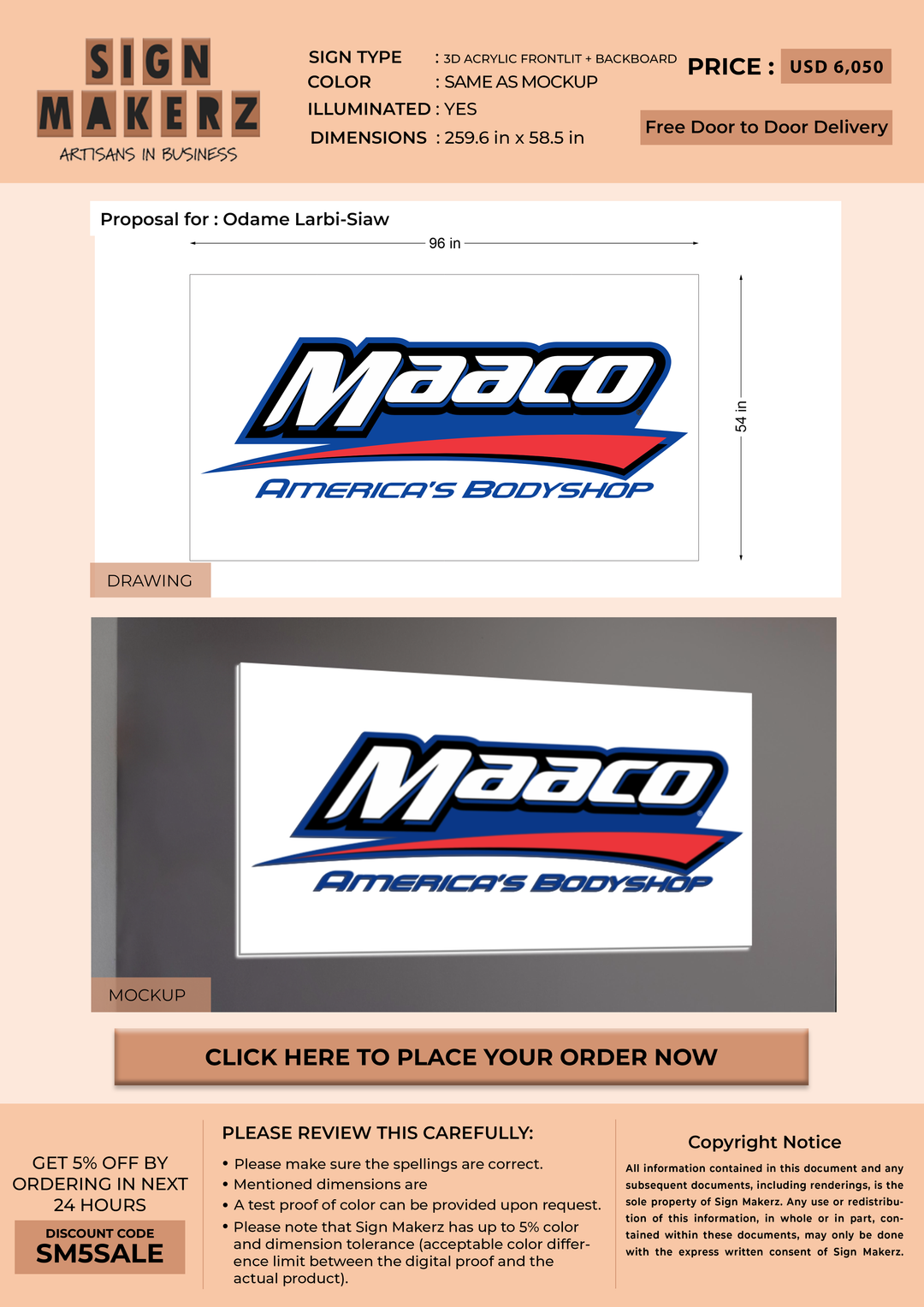 Business signage for Odame Larbi-Siaw