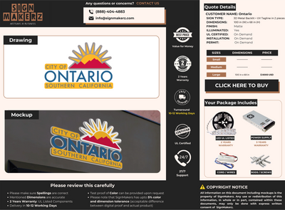 3D Metal Backlit Sign for Ontario