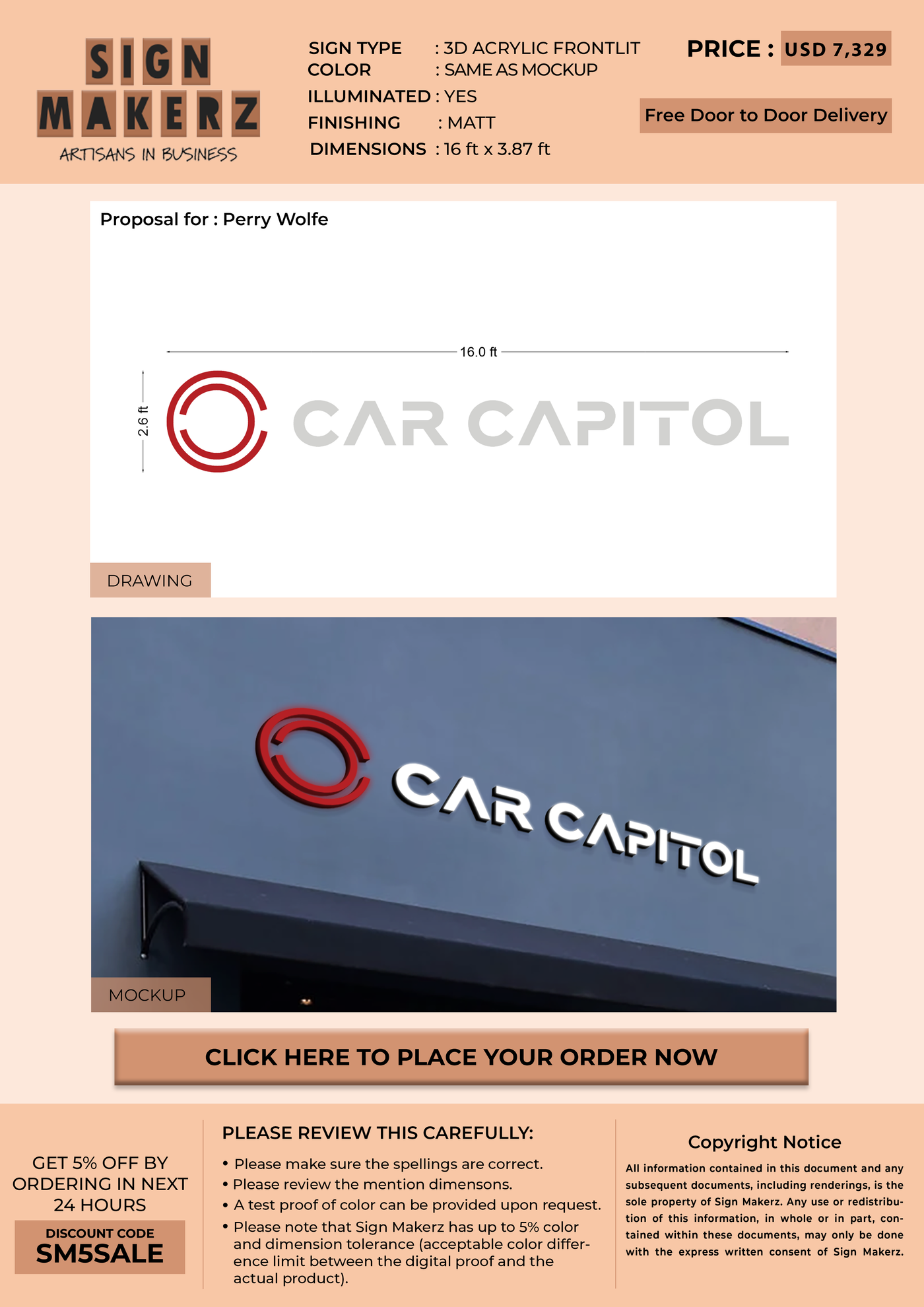 Business signage for Perry Wolfe