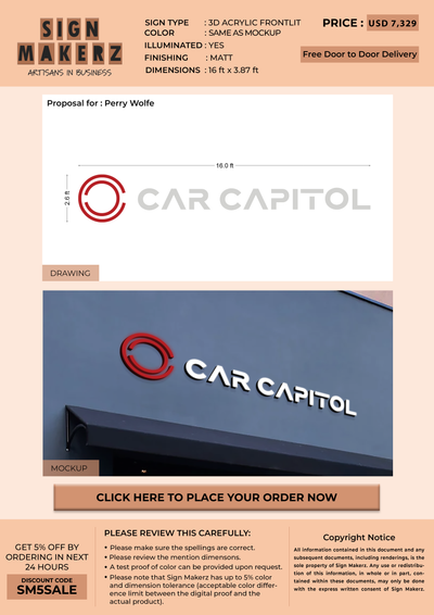 Business signage for Perry Wolfe