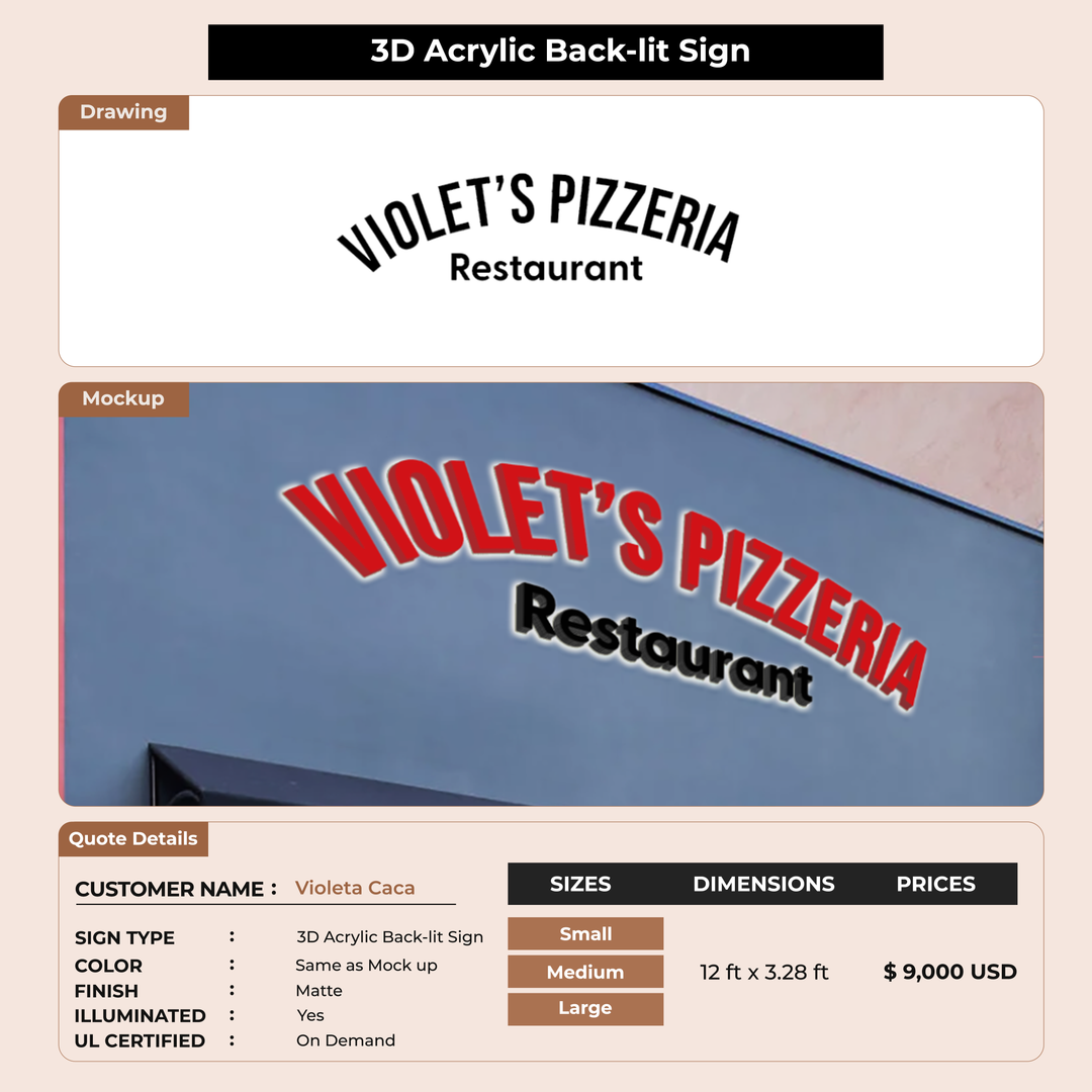 Custom Signs For Violeta Caca