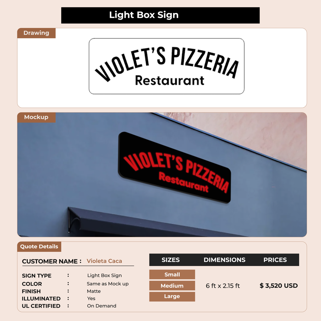 Custom Signs For Violeta Caca