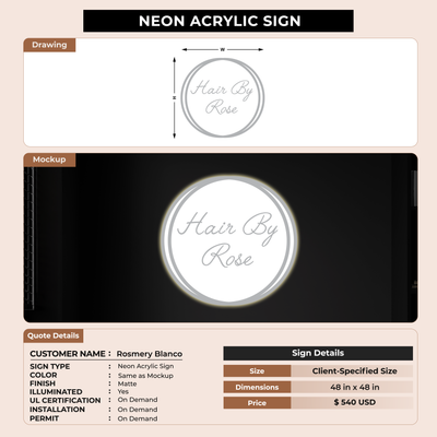 Neon Acrylic for Rosmery Blanco