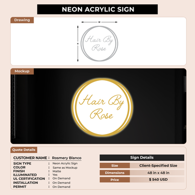 Neon Acrylic for Rosmery Blanco