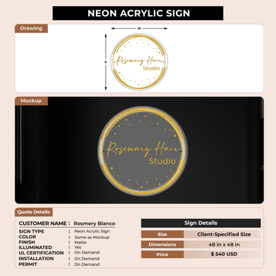 Neon Acrylic for Rosmery Blanco