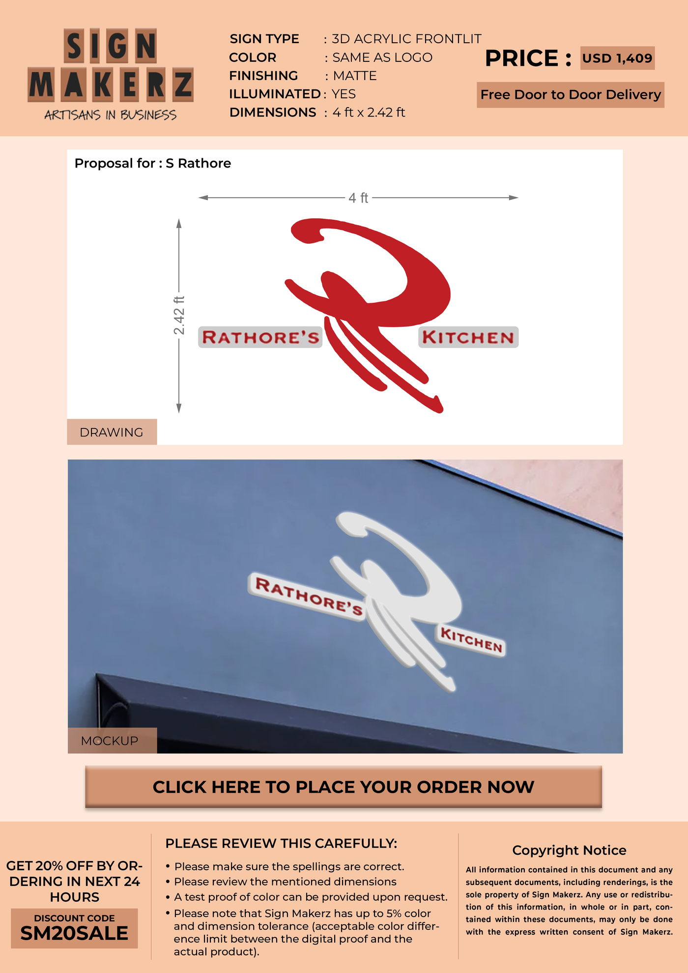 Acrylic Frontlit Sign for S Rathore