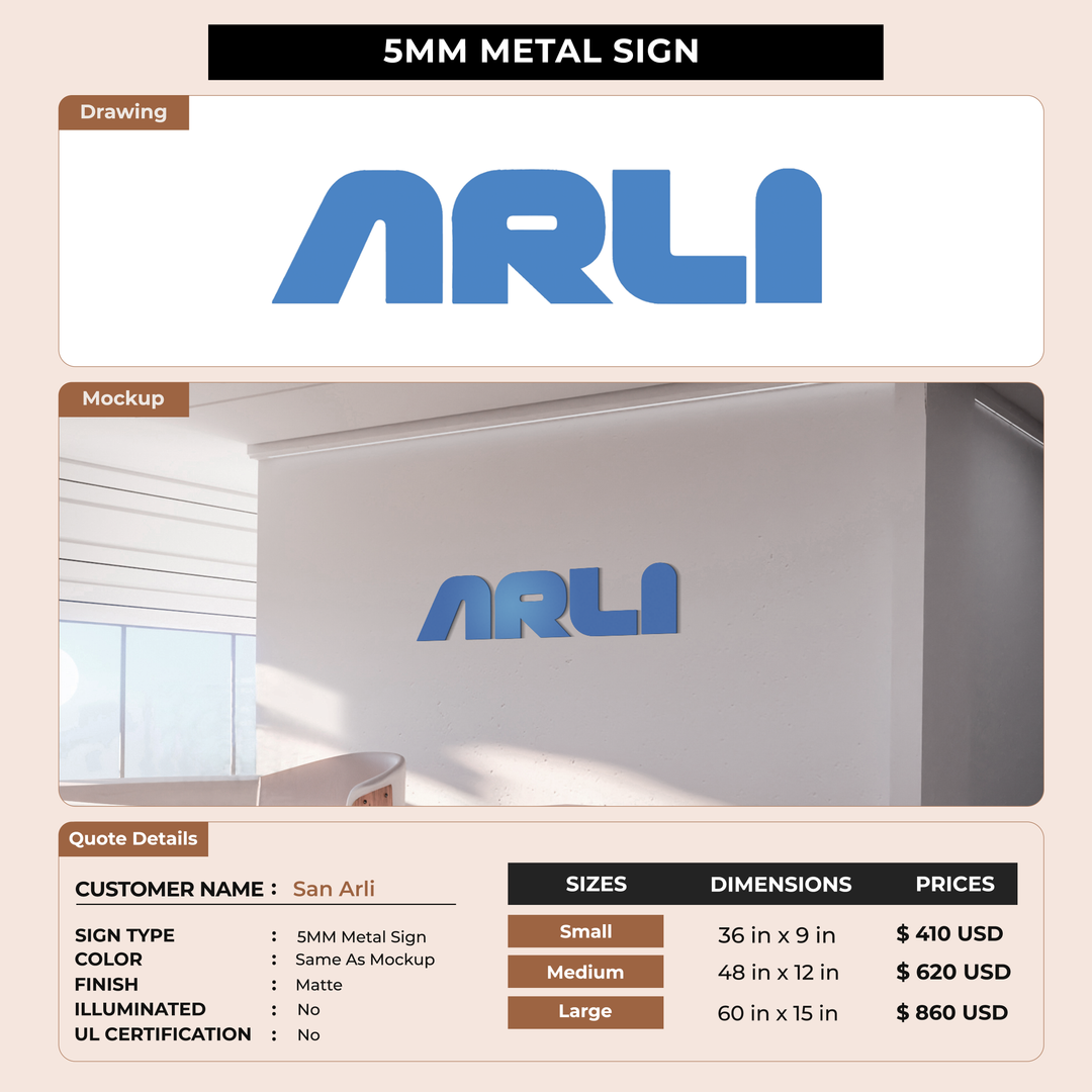 5MM Metal Signs For San Arli