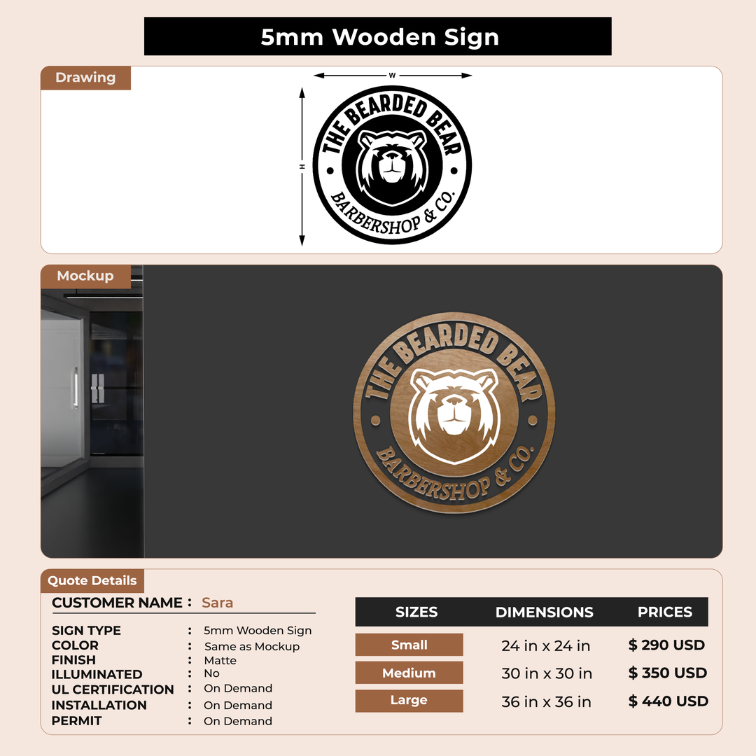Business signage for Sara