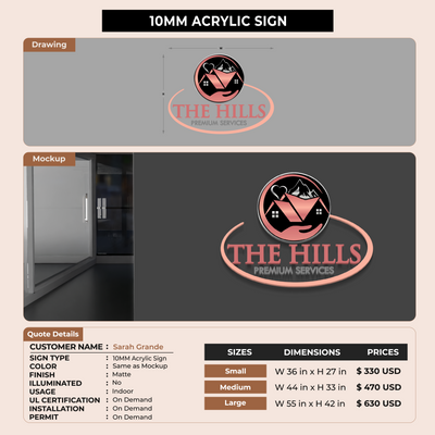 10 MM Acrylic Sign for Sarah Grande
