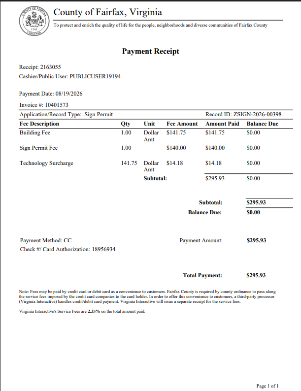 City Permit Fee for Rawan 