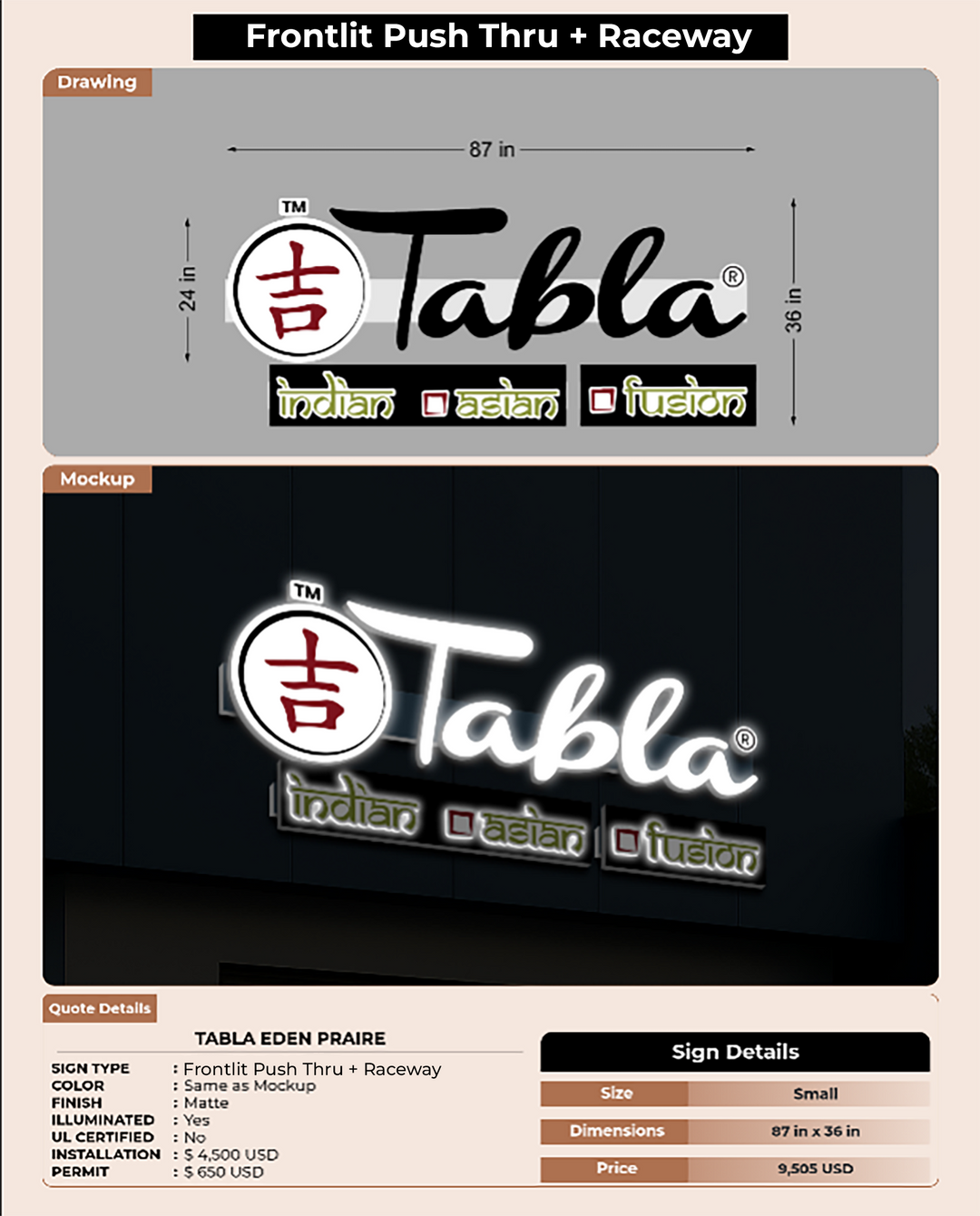 CUSTOM MOCKUP SIGN FOR Tabla eden praire