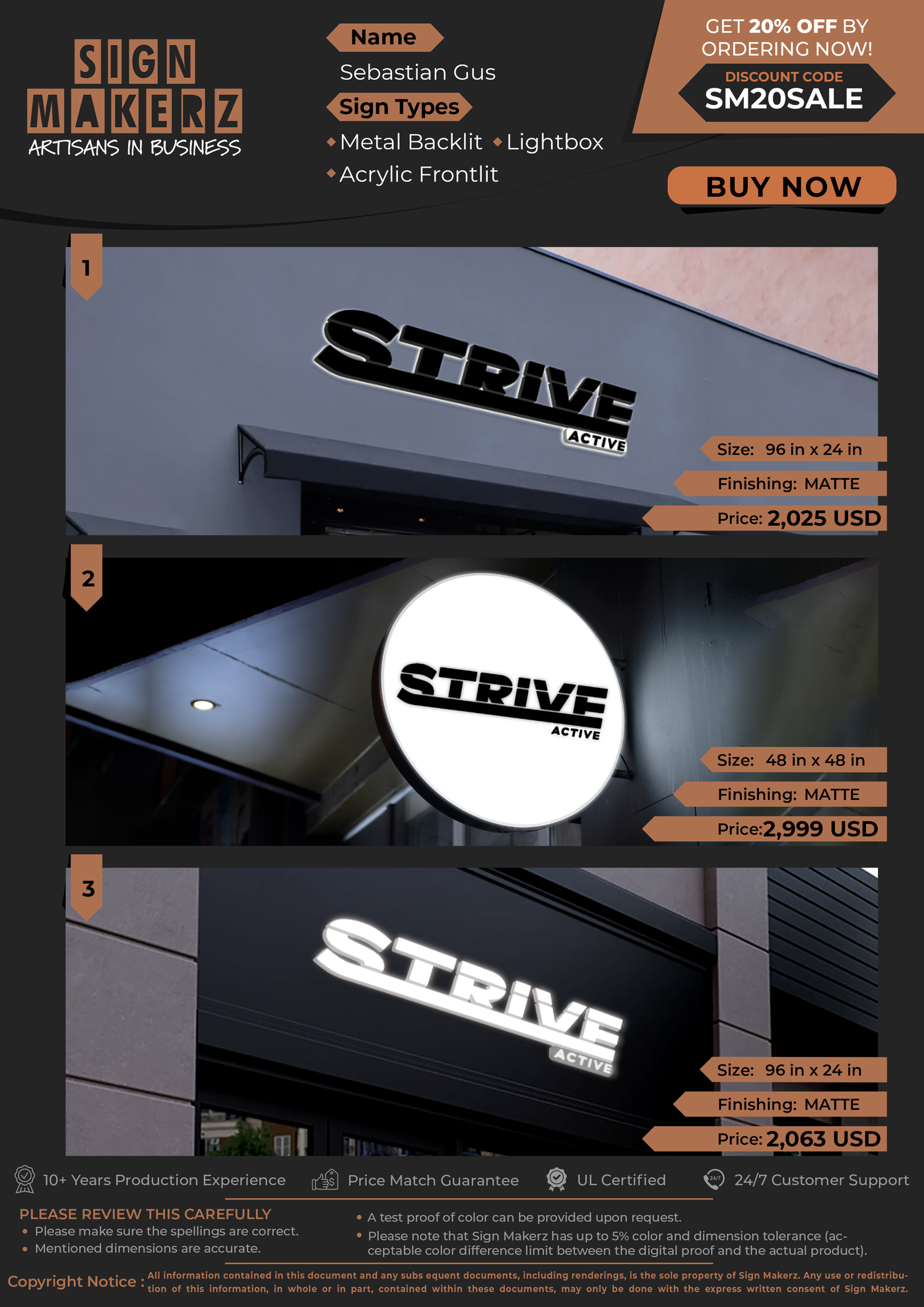 Business Signs for Sebastian Gus